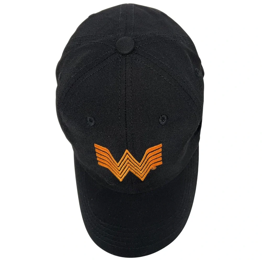 What a Burger Baseball Cap Mens Black Orange Embroidered Logo Adjustable Hat Hat